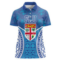 Fiji Day Women Polo Shirt Fijian Masi Tribal Hibiscus Tattoo and Tapa Pattern