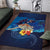 Polynesian Scuba Diving Area Rug Honu with Hibiscus and Plumeria Flower and Tapa Tribal Pattern