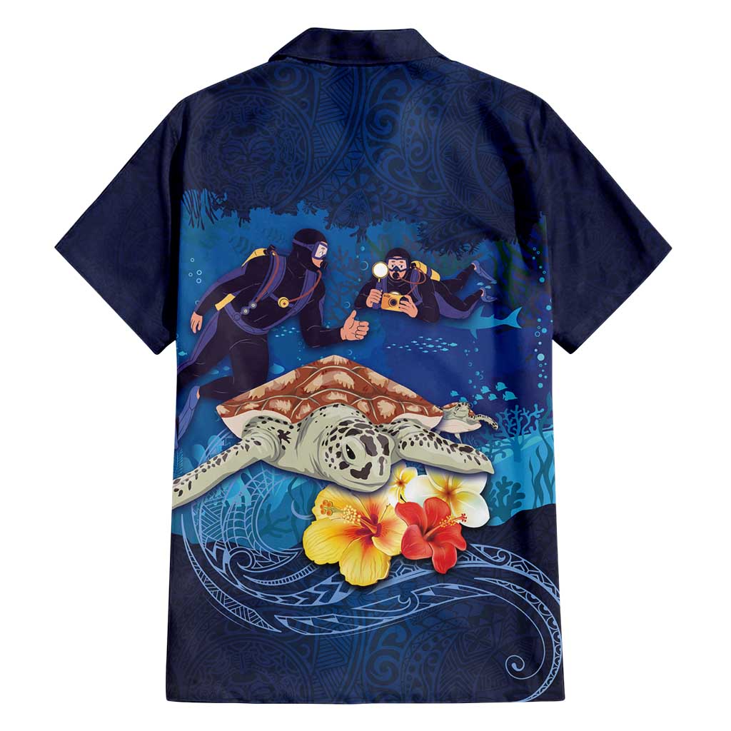 Polynesian Scuba Diving Family Matching Long Sleeve Bodycon Dress and Hawaiian Shirt Honu with Hibiscus and Plumeria Flower and Tapa Tribal Pattern LT03 - Polynesian Pride