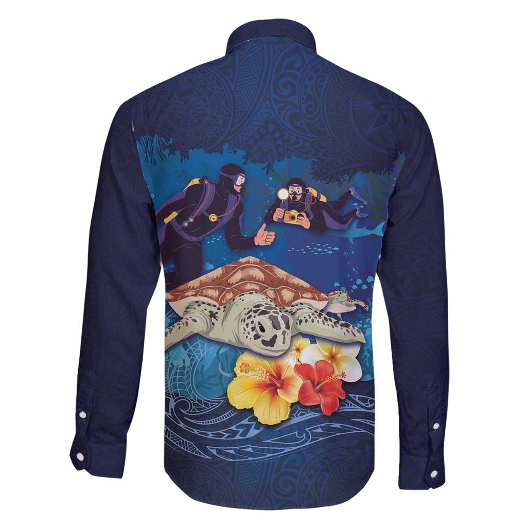Polynesian Scuba Diving Family Matching Mermaid Dress and Hawaiian Shirt Honu with Hibiscus and Plumeria Flower and Tapa Tribal Pattern LT03 - Polynesian Pride