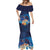 Polynesian Scuba Diving Mermaid Dress Honu with Hibiscus and Plumeria Flower and Tapa Tribal Pattern