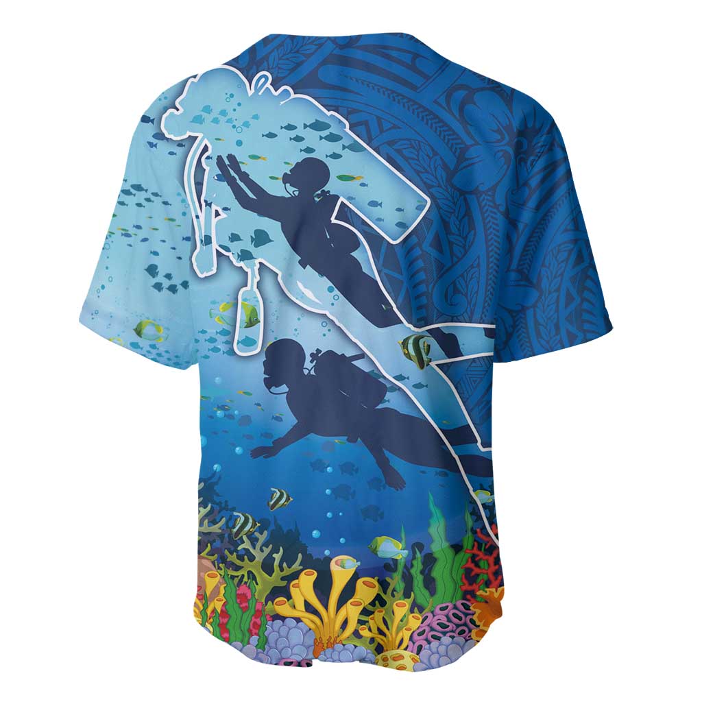 Polynesian Scuba Diving Baseball Jersey Beauty Corals with Underwater and Polynesian Pattern LT03 - Polynesian Pride