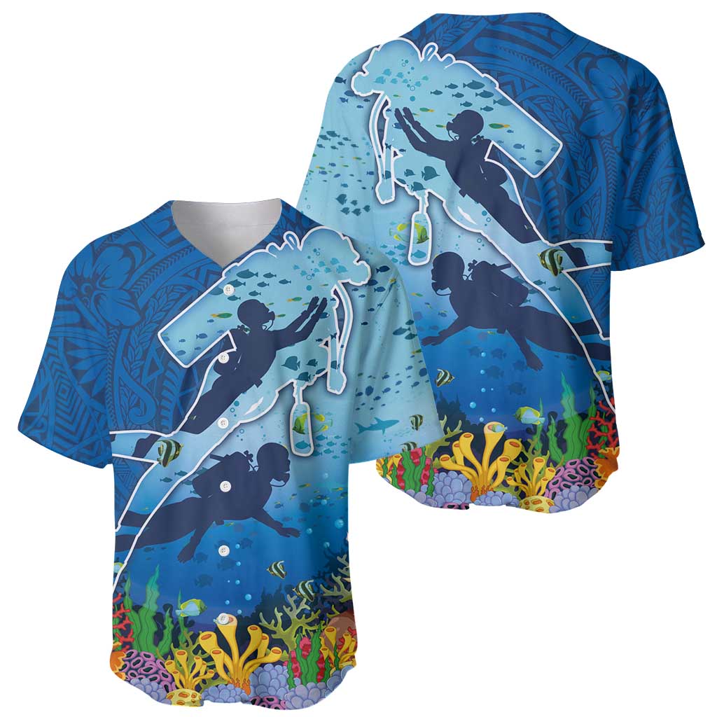 Polynesian Scuba Diving Baseball Jersey Beauty Corals with Underwater and Polynesian Pattern LT03 - Polynesian Pride