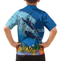 Polynesian Scuba Diving Family Matching Summer Maxi Dress and Hawaiian Shirt Beauty Corals with Underwater and Polynesian Pattern LT03 - Polynesian Pride