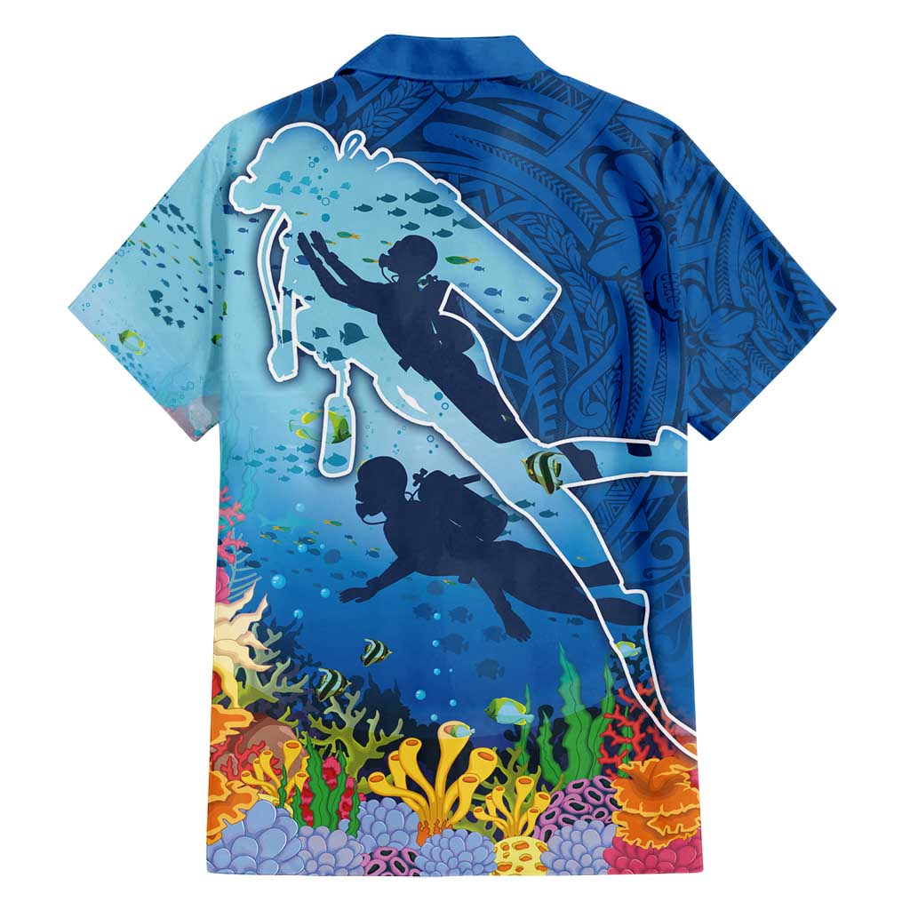 Polynesian Scuba Diving Family Matching Summer Maxi Dress and Hawaiian Shirt Beauty Corals with Underwater and Polynesian Pattern LT03 - Polynesian Pride