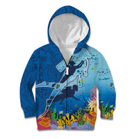 Polynesian Scuba Diving Kid Hoodie Beauty Corals with Underwater and Polynesian Pattern