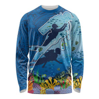 Polynesian Scuba Diving Long Sleeve Shirt Beauty Corals with Underwater and Polynesian Pattern