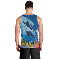Polynesian Scuba Diving Men Tank Top Beauty Corals with Underwater and Polynesian Pattern