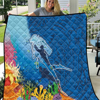 Polynesian Scuba Diving Quilt Beauty Corals with Underwater and Polynesian Pattern LT03 Blue - Polynesian Pride