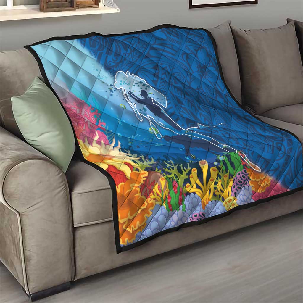 Polynesian Scuba Diving Quilt Beauty Corals with Underwater and Polynesian Pattern LT03 - Polynesian Pride