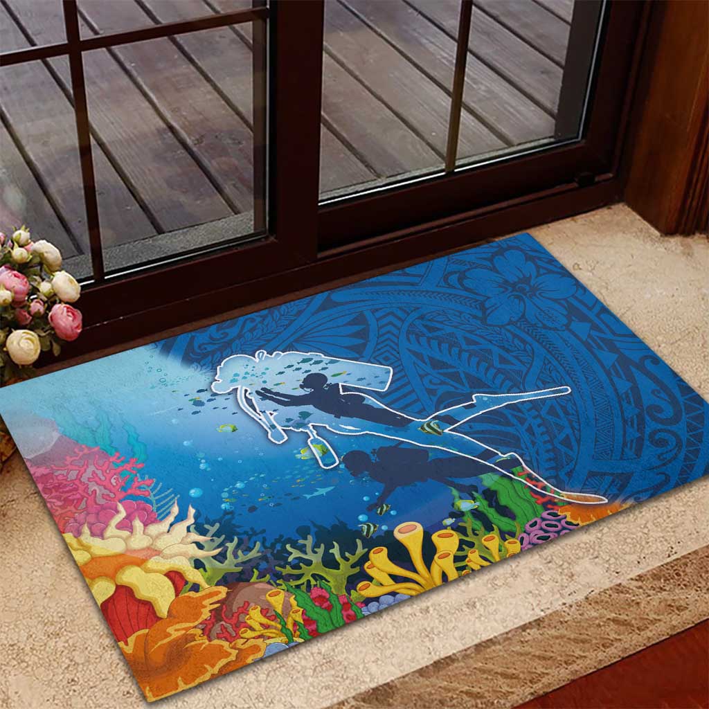 Polynesian Scuba Diving Rubber Doormat Beauty Corals with Underwater and Polynesian Pattern LT03 - Polynesian Pride