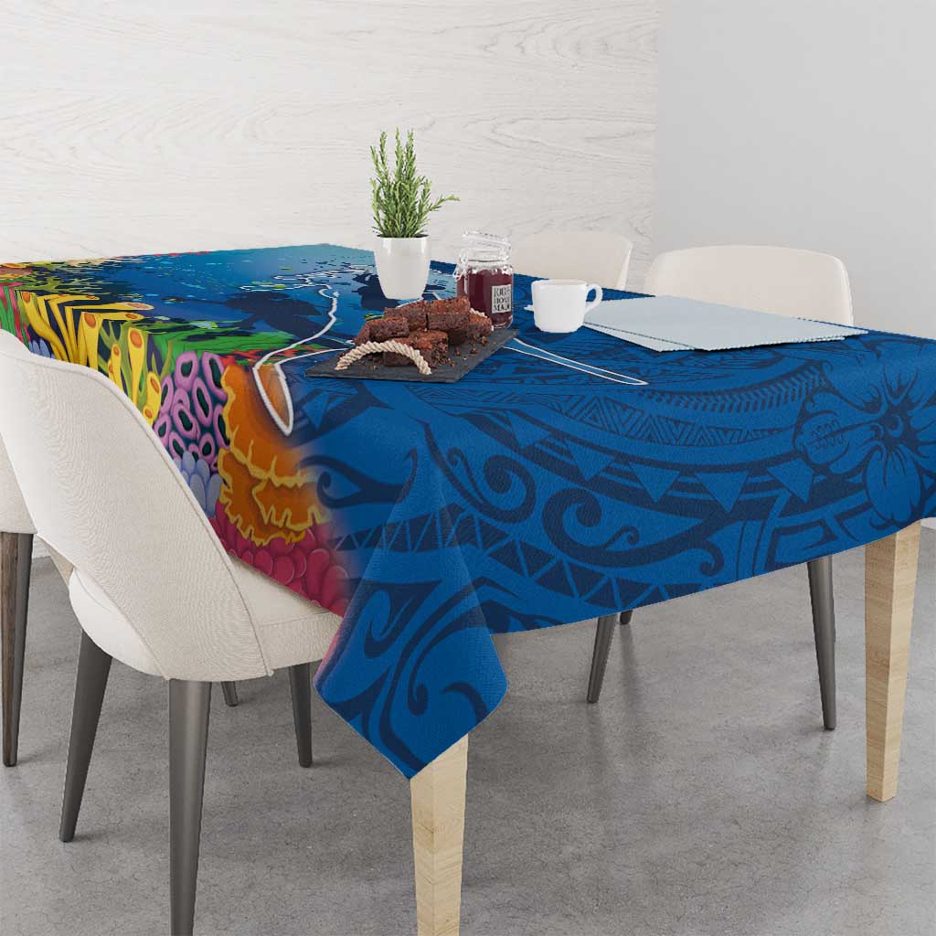 Polynesian Scuba Diving Tablecloth Beauty Corals with Underwater and Polynesian Pattern LT03 - Polynesian Pride