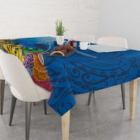 Polynesian Scuba Diving Tablecloth Beauty Corals with Underwater and Polynesian Pattern LT03 - Polynesian Pride