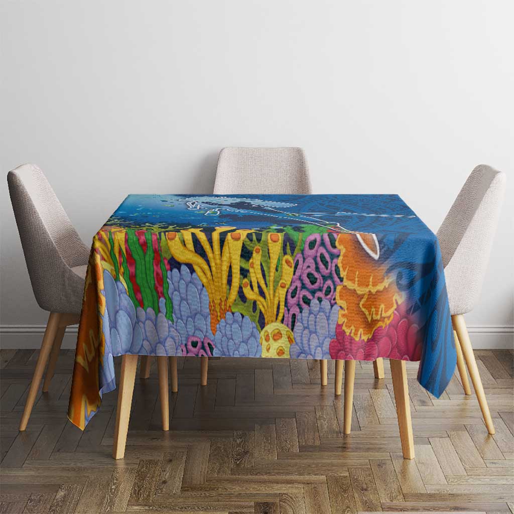 Polynesian Scuba Diving Tablecloth Beauty Corals with Underwater and Polynesian Pattern LT03 - Polynesian Pride