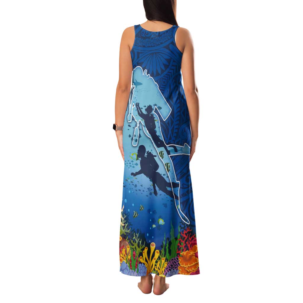 Polynesian Scuba Diving Tank Maxi Dress Beauty Corals with Underwater and Polynesian Pattern