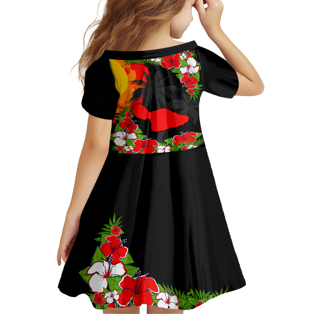 Hawaii Maui Island Family Matching Short Sleeve Bodycon Dress and Hawaiian Shirt Maui Map With Tropical Forest Sunset Vibe LT03 - Polynesian Pride