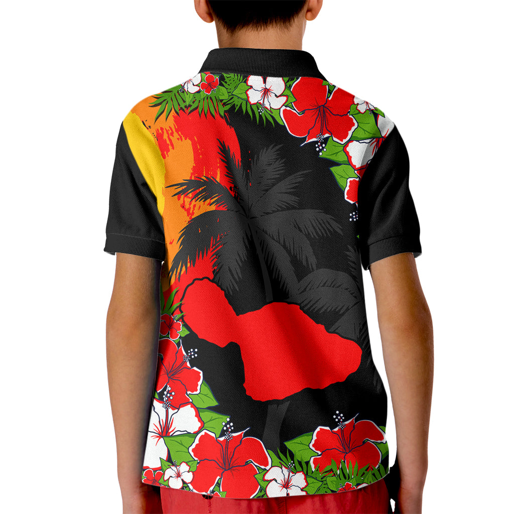 Hawaii Maui Island Kid Polo Shirt Maui Map With Tropical Forest Sunset Vibe LT03 - Polynesian Pride