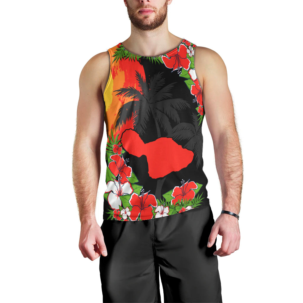 Hawaii Maui Island Men Tank Top Maui Map With Tropical Forest Sunset Vibe LT03 - Polynesian Pride