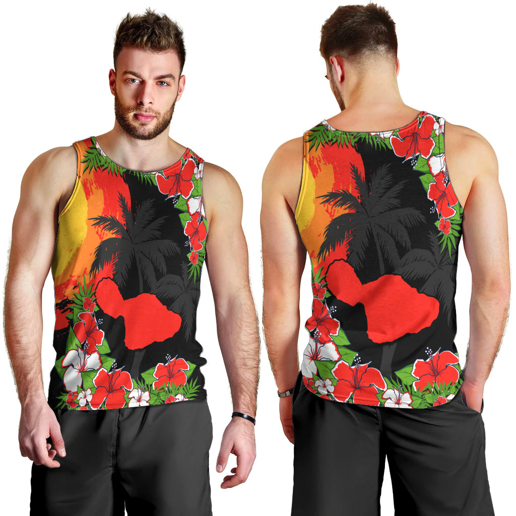 Hawaii Maui Island Men Tank Top Maui Map With Tropical Forest Sunset Vibe LT03 - Polynesian Pride