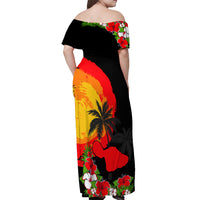 Hawaii Maui Island Off Shoulder Maxi Dress Maui Map With Tropical Forest Sunset Vibe LT03 - Polynesian Pride