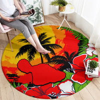 Hawaii Maui Island Round Carpet Maui Map With Tropical Forest Sunset Vibe LT03 - Polynesian Pride