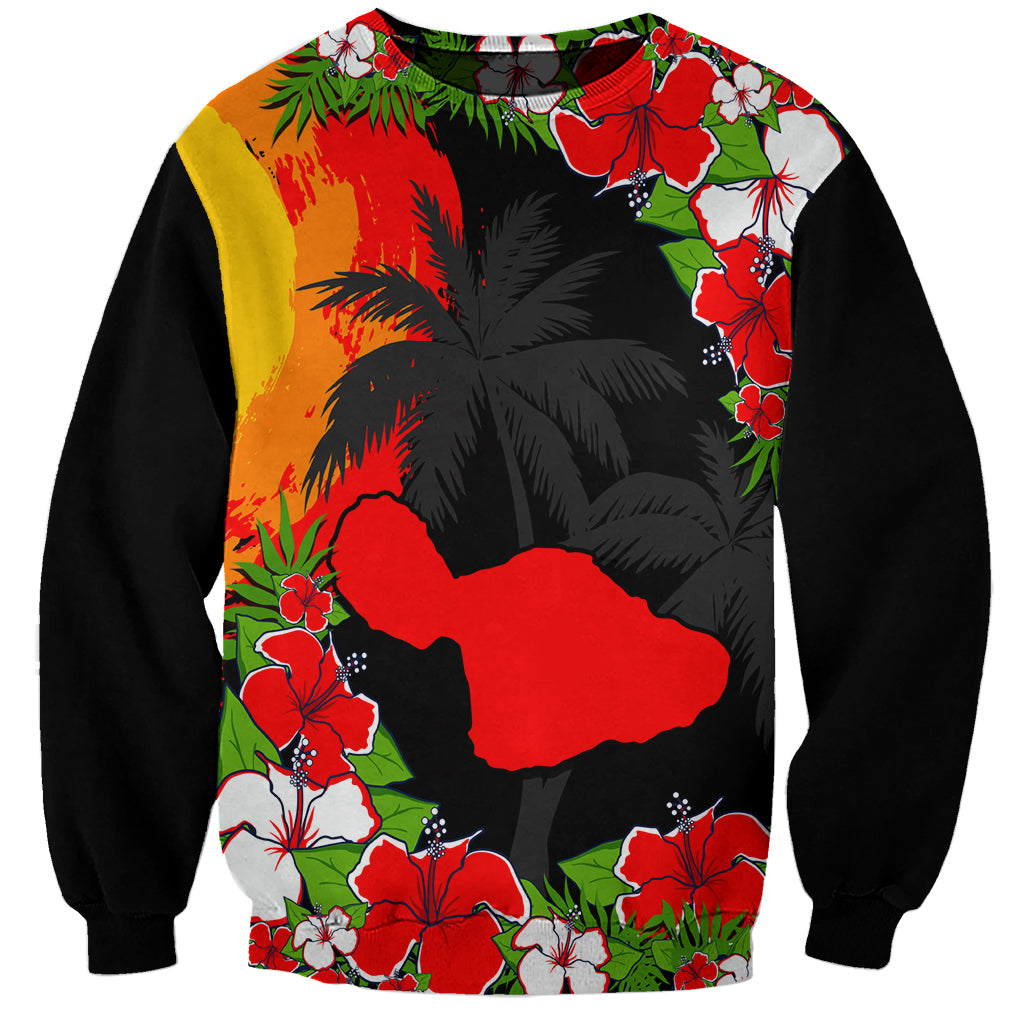 Hawaii Maui Island Sweatshirt Maui Map With Tropical Forest Sunset Vibe LT03 Unisex Black - Polynesian Pride