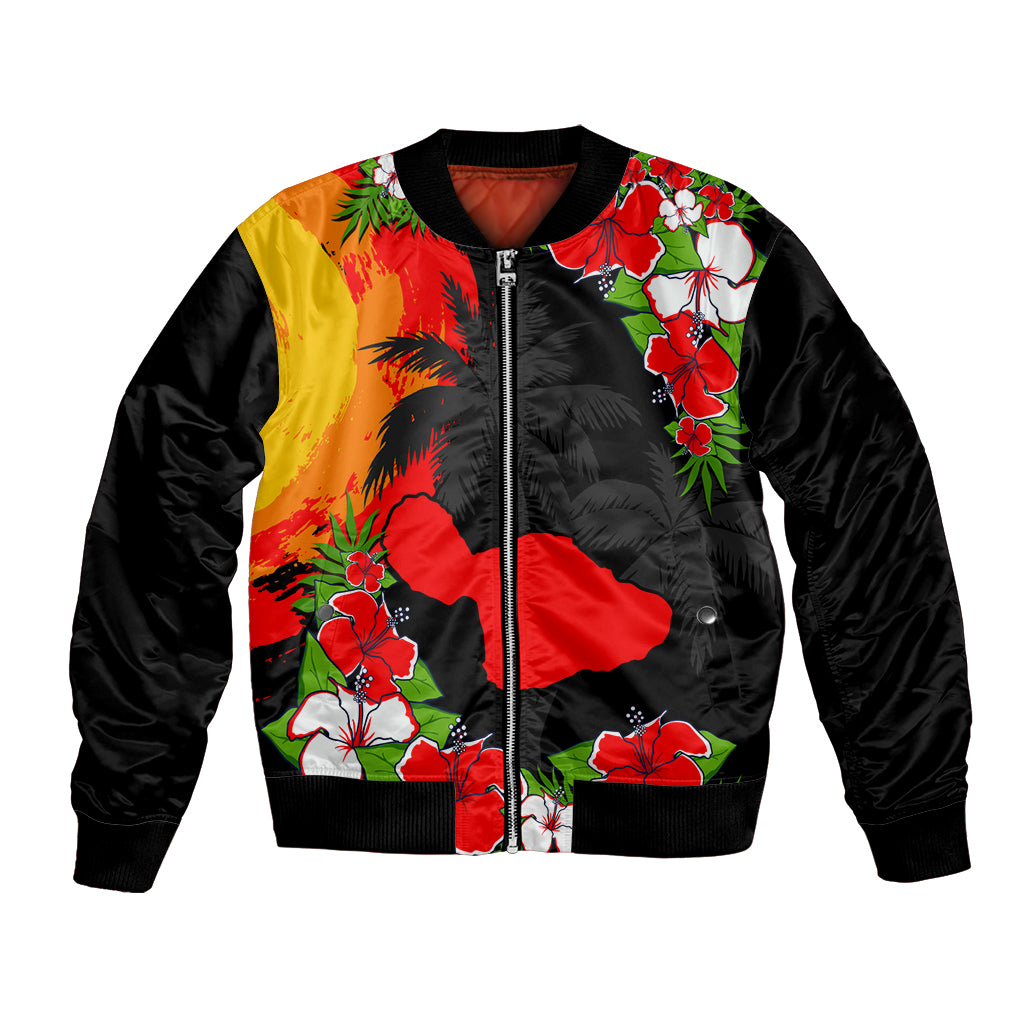 Custom Hawaii Maui Island Bomber Jacket Maui Map With Tropical Forest Sunset Vibe LT03 Unisex Black - Polynesian Pride