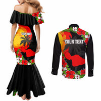Custom Hawaii Maui Island Couples Matching Mermaid Dress and Long Sleeve Button Shirts Maui Map With Tropical Forest Sunset Vibe LT03 - Polynesian Pride