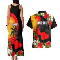 Custom Hawaii Maui Island Couples Matching Tank Maxi Dress and Hawaiian Shirt Maui Map With Tropical Forest Sunset Vibe LT03 - Polynesian Pride