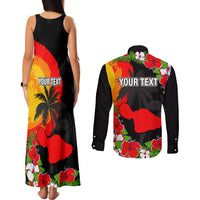 Custom Hawaii Maui Island Couples Matching Tank Maxi Dress and Long Sleeve Button Shirts Maui Map With Tropical Forest Sunset Vibe LT03 - Polynesian Pride