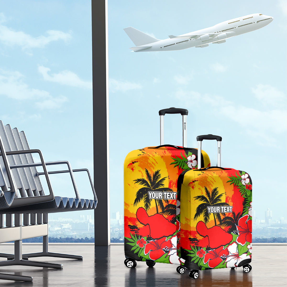 Custom Hawaii Maui Island Luggage Cover Maui Map With Tropical Forest Sunset Vibe LT03 - Polynesian Pride