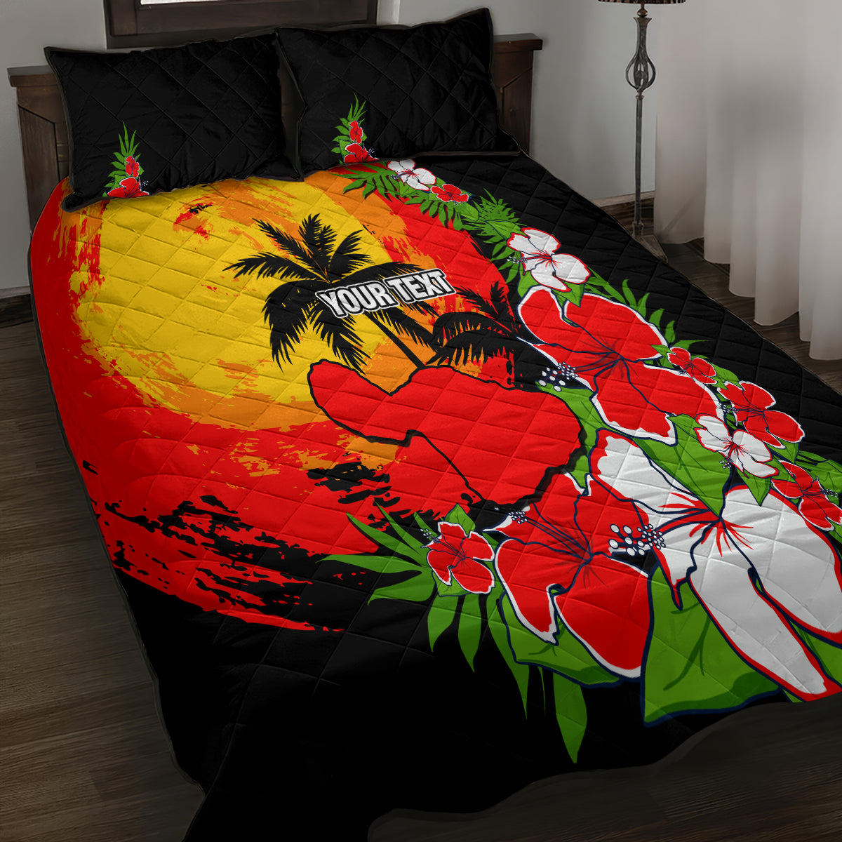 Custom Hawaii Maui Island Quilt Bed Set Maui Map With Tropical Forest Sunset Vibe LT03 - Polynesian Pride