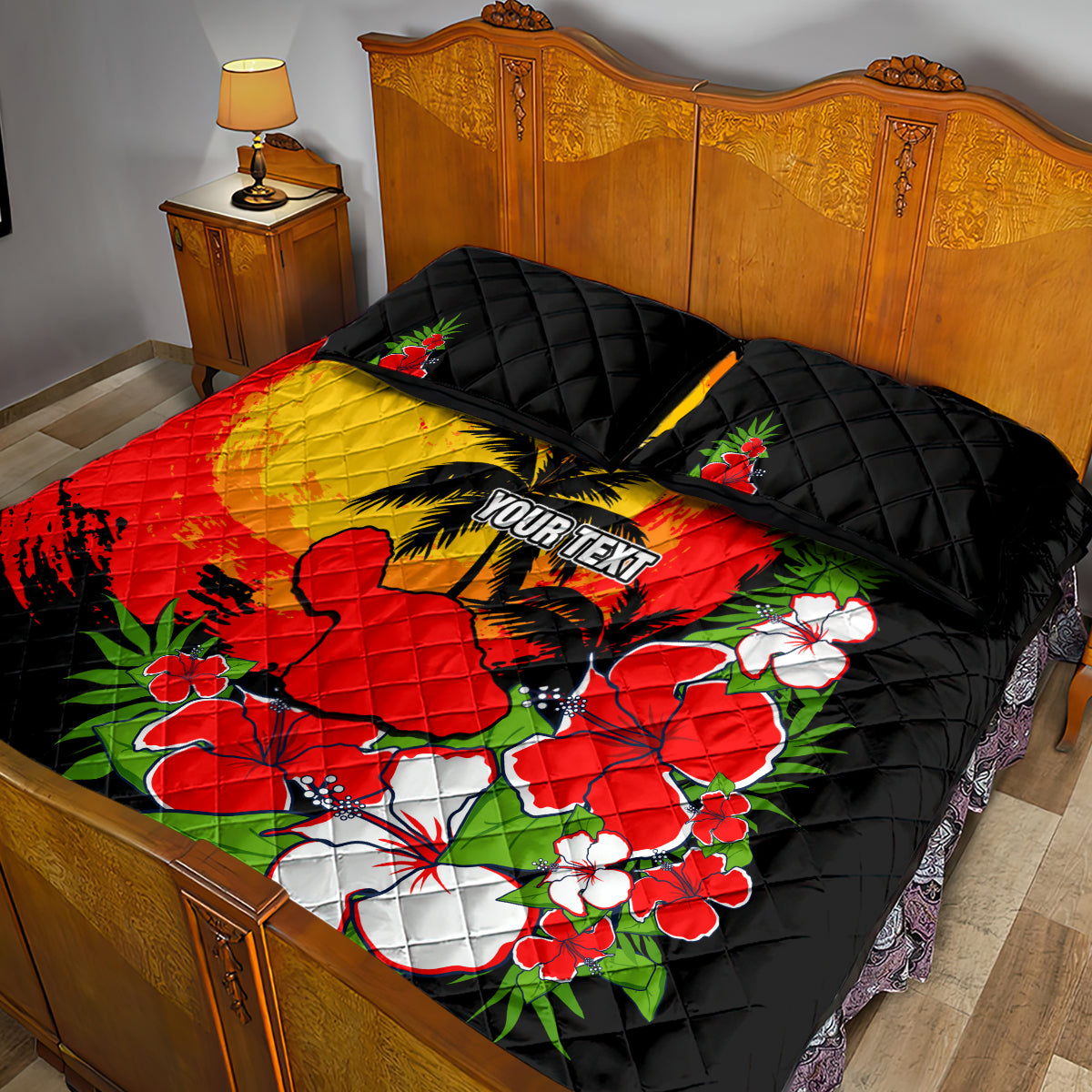 Custom Hawaii Maui Island Quilt Bed Set Maui Map With Tropical Forest Sunset Vibe LT03 - Polynesian Pride