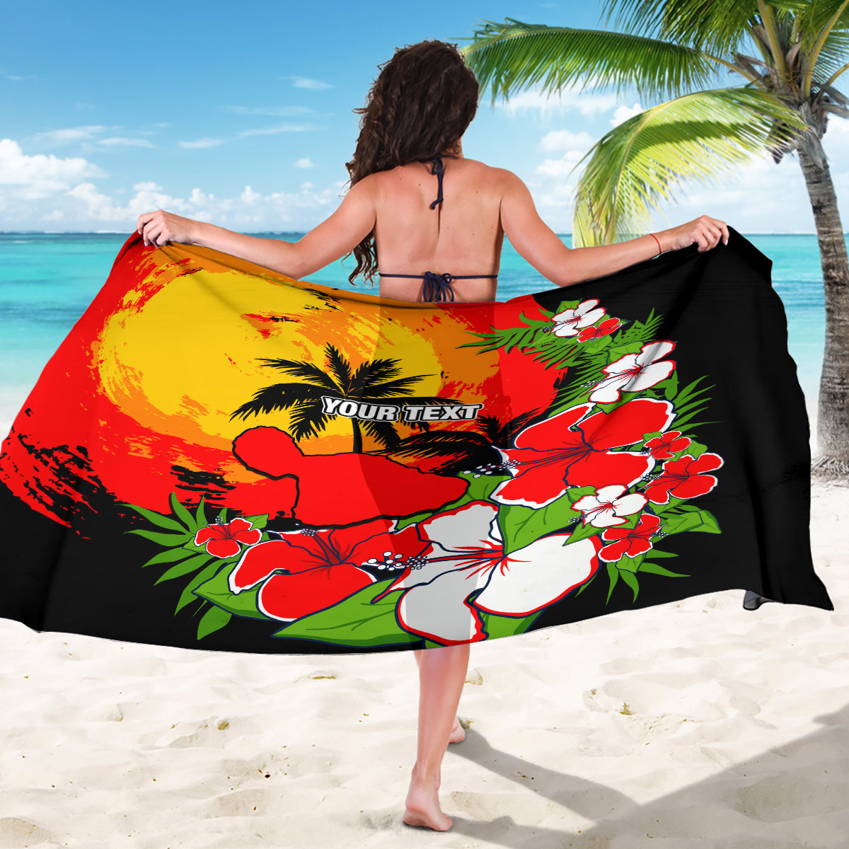 Custom Hawaii Maui Island Sarong Maui Map With Tropical Forest Sunset Vibe LT03 - Polynesian Pride