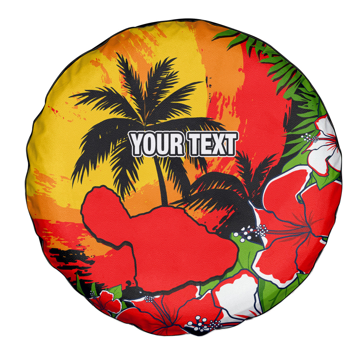 Custom Hawaii Maui Island Spare Tire Cover Maui Map With Tropical Forest Sunset Vibe LT03 Black - Polynesian Pride