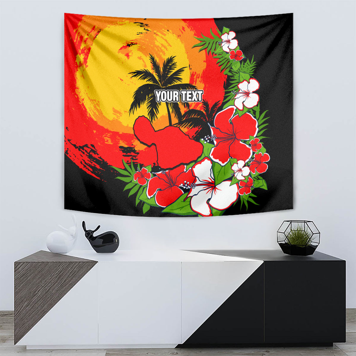 Custom Hawaii Maui Island Tapestry Maui Map With Tropical Forest Sunset Vibe LT03 - Polynesian Pride