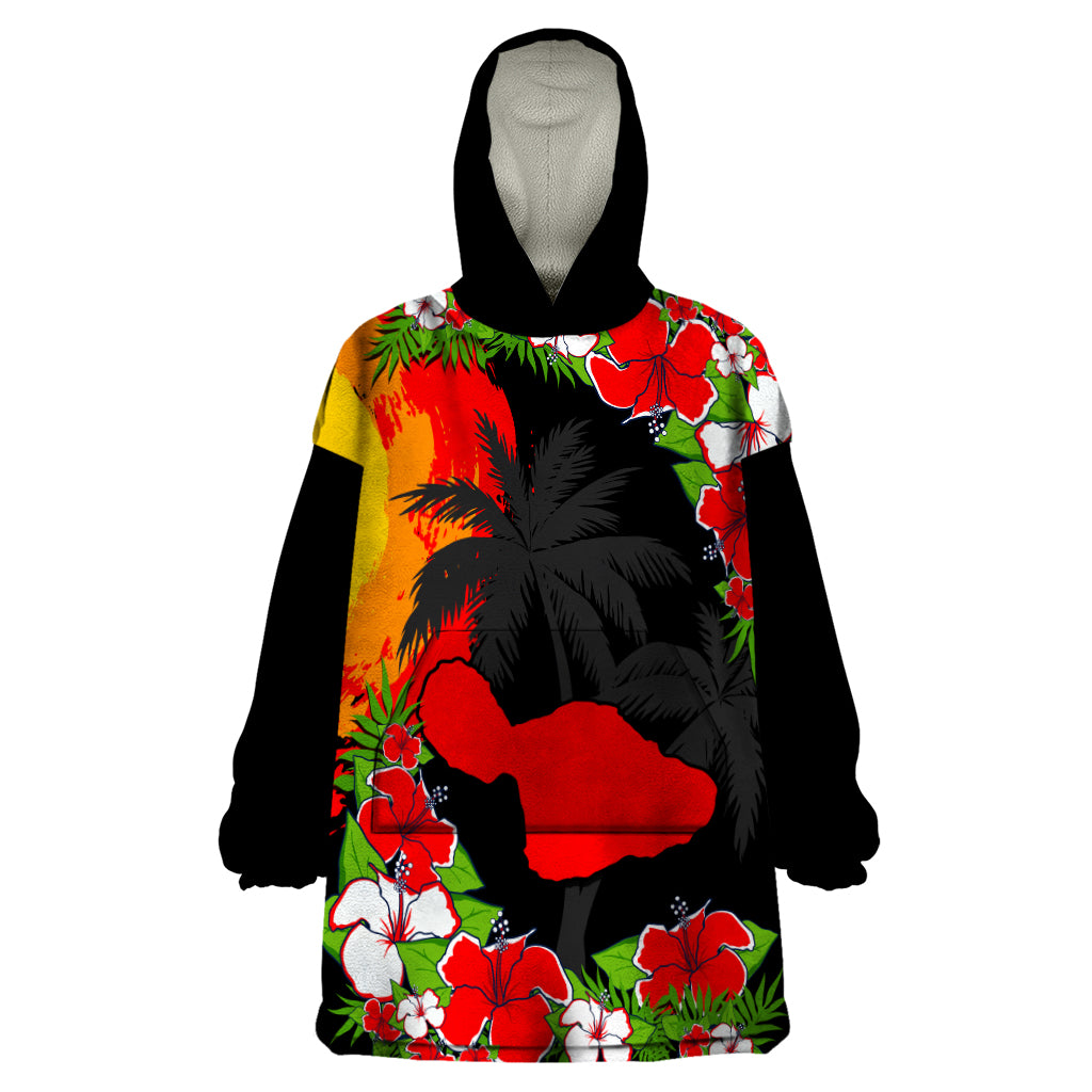 Custom Hawaii Maui Island Wearable Blanket Hoodie Maui Map With Tropical Forest Sunset Vibe LT03 One Size Black - Polynesian Pride