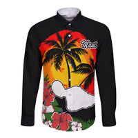 Hawaii Maui Island Long Sleeve Button Shirt Maui Map With Tropical Forest Vintage Style LT03 Unisex Black - Polynesian Pride