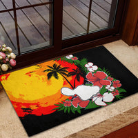 Hawaii Maui Island Rubber Doormat Maui Map With Tropical Forest Vintage Style LT03 - Polynesian Pride
