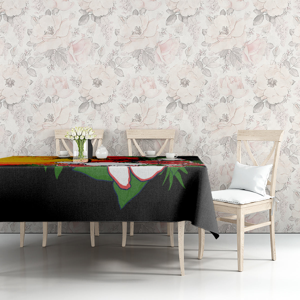 Hawaii Maui Island Tablecloth Maui Map With Tropical Forest Vintage Style LT03 - Polynesian Pride