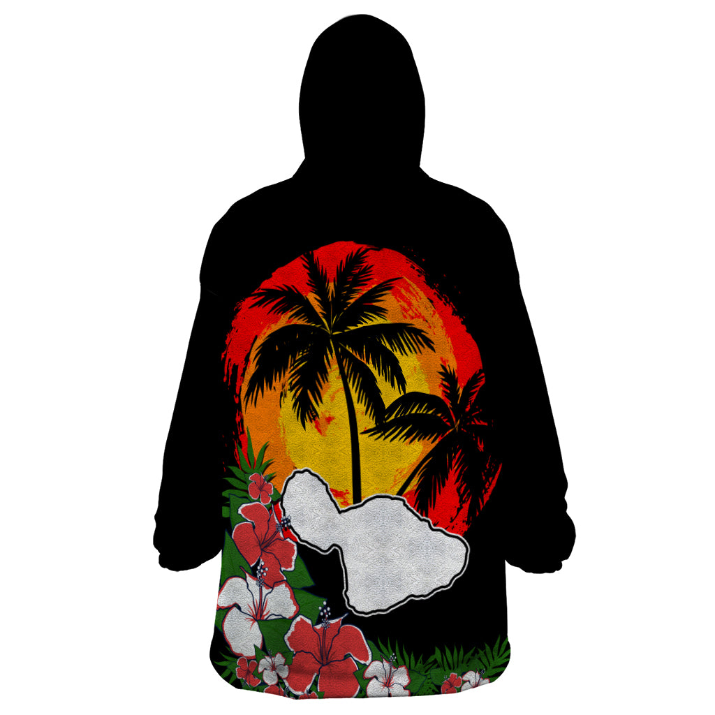 Hawaii Maui Island Wearable Blanket Hoodie Maui Map With Tropical Forest Vintage Style LT03 - Polynesian Pride