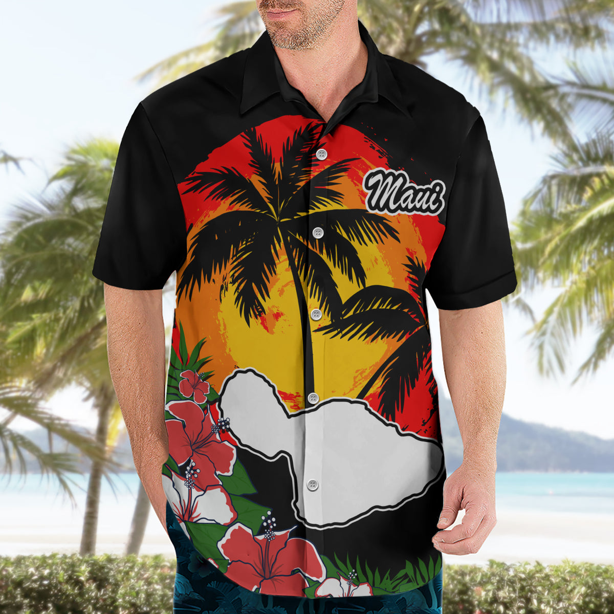 Custom Hawaii Maui Island Hawaiian Shirt Maui Map With Tropical Forest Vintage Style LT03 - Polynesian Pride