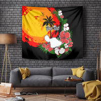 Custom Hawaii Maui Island Tapestry Maui Map With Tropical Forest Vintage Style LT03 Black - Polynesian Pride