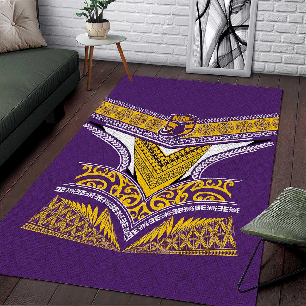 Rugby Niue Area Rug Hiapo Tribal Heritage Tattoos Purple Color - Polynesian Pride