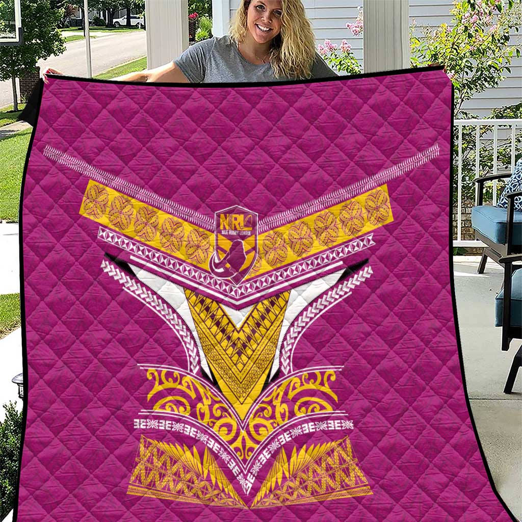 Rugby Niue Quilt Hiapo Tribal Heritage Tattoos Pink Color - Polynesian Pride
