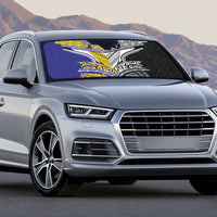 Rugby Niue and Aotearoa Auto Sun Shade Hiapo with Maori Moko Tribal Heritage Tattoos - Polynesian Pride