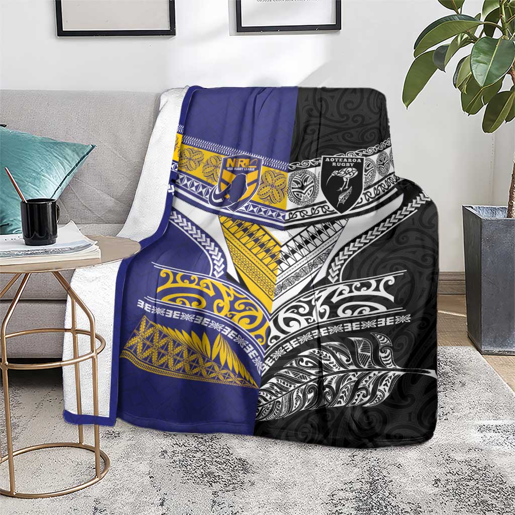 Rugby Niue and Aotearoa Blanket Hiapo with Maori Moko Tribal Heritage Tattoos LT03 - Polynesian Pride
