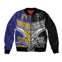 Custom Rugby Niue and Aotearoa Bomber Jacket Hiapo with Maori Moko Tribal Heritage Tattoos LT03 Unisex Black - Polynesian Pride