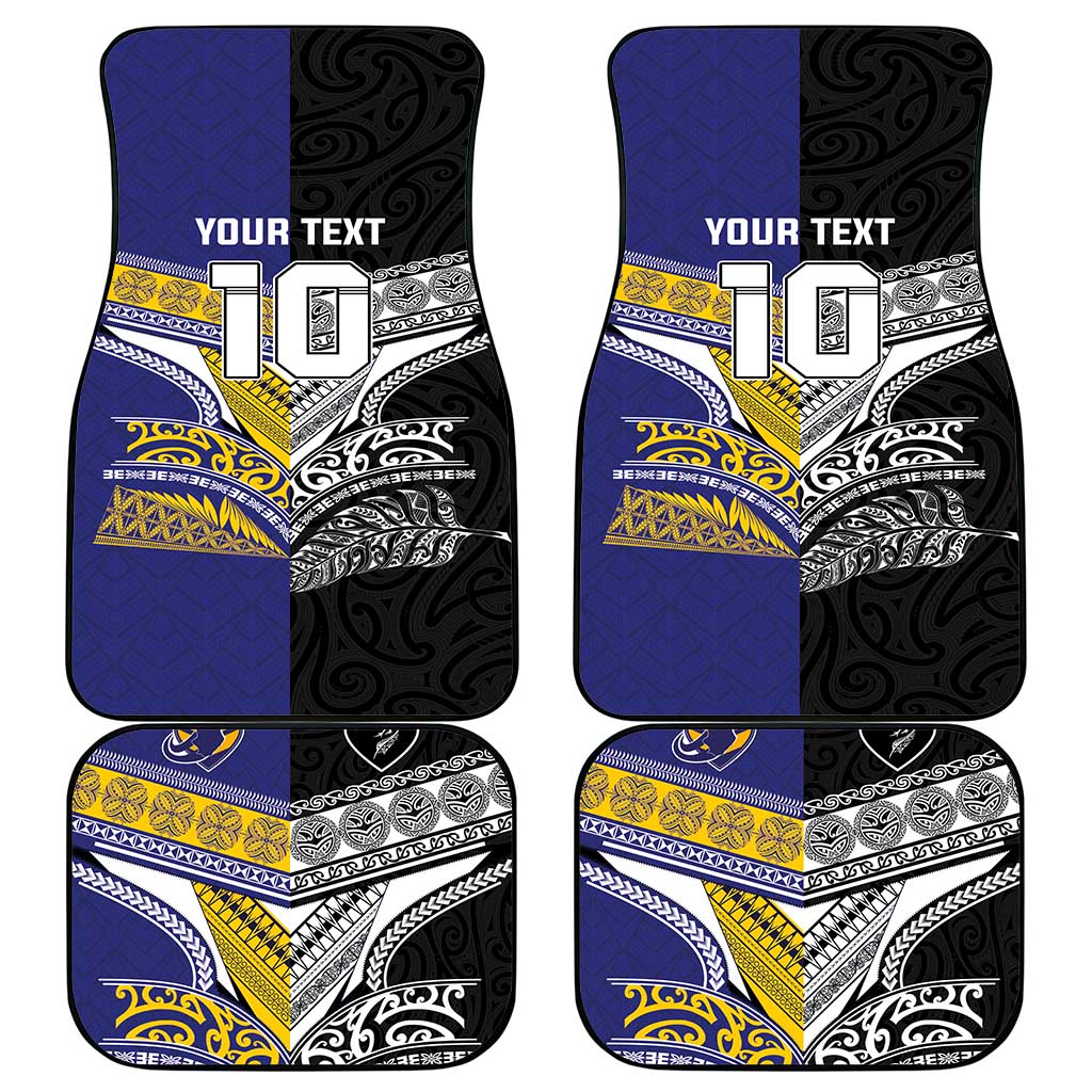 Custom Rugby Niue and Aotearoa Car Mats Hiapo with Maori Moko Tribal Heritage Tattoos - Polynesian Pride