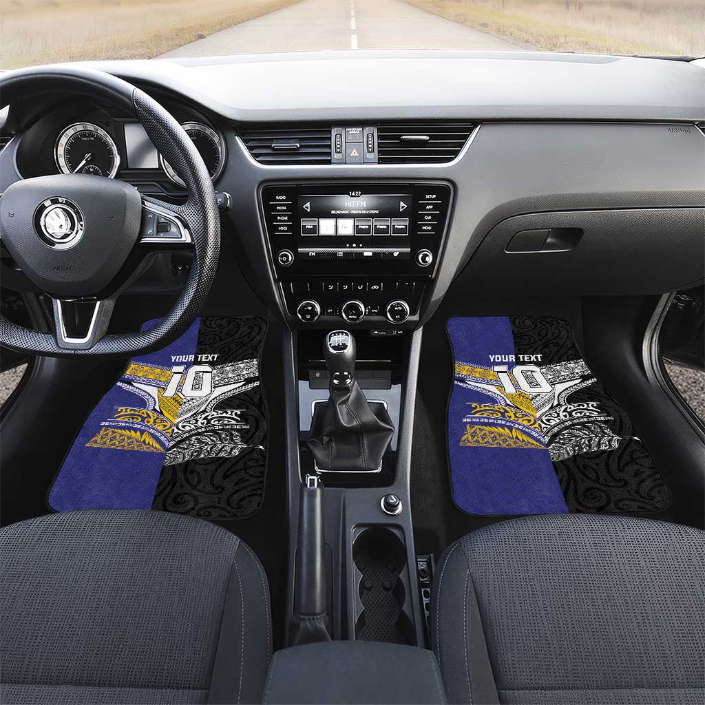 Custom Rugby Niue and Aotearoa Car Mats Hiapo with Maori Moko Tribal Heritage Tattoos - Polynesian Pride